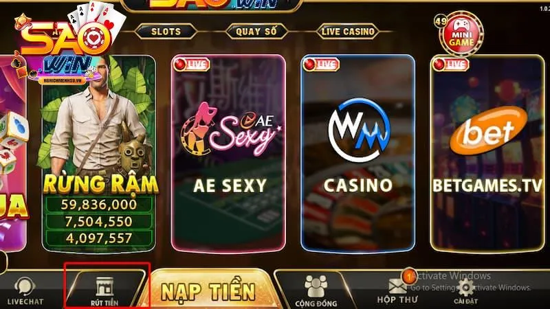 rút tiền saowin phương trình