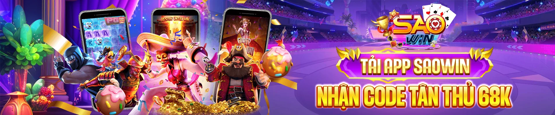 banner tải app SAOWIN nhận code tân thủ 68k